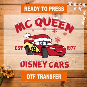 Mc Queen Disney Cars Christmas DTF Transfer, Disney Christmas Ready To Press, Disney Cars Christmas Heat Transfer, Disney High Quality