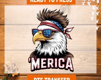 Patriotic Eagle DTF Transfer: America Heat Press Design
