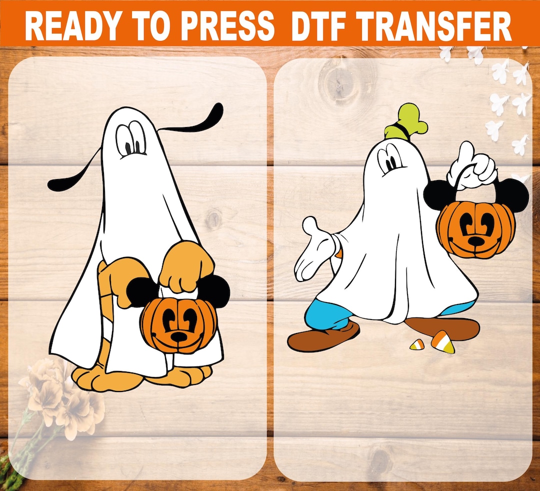 Disney Ghost Pluto Goofy Halloween DTF Transfer, Halloween Ready to ...