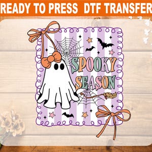 Ghost Coquette Bow DTF Transfer - Spooky Halloween Heat Press Design