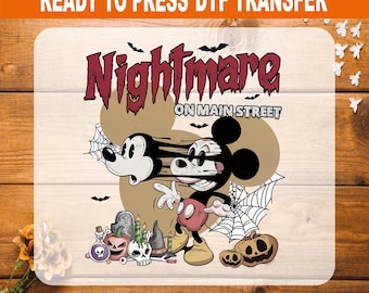 Nightmare on Main Street DTF Transfer, Vintage Halloween Mickey Mouse Iron On, Ready to Press