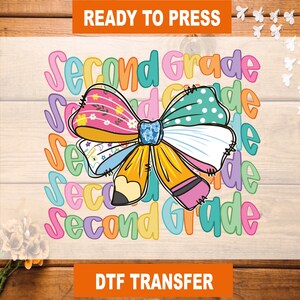 Coquette Second Grade Ready To Press, Back To School DTF Transfer, Second Grade Bows Heat Transfer, Second Grade High Quality, 2nd Grade DTF