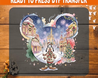 Goofy Christmas DTF Transfer Ready to Press, Disney Main Street Castle Heat Transfer, Merry Christmas Vacation Shirt Iron On Decal