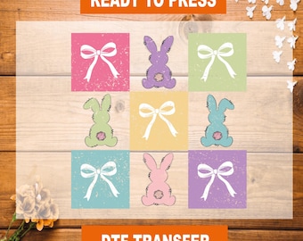 Bunny Coquette Bows Easter DTF Transfer, Bunny Coquette Easter Ready To Press, Easter Heat Transfer, Easter Day High Quality, Glitter Easter