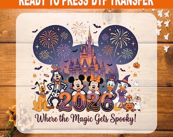 Disney Halloween 2026 DTF Transfer Ready to Press, Mickey and Friends Castle Heat Transfer, Where the Magic Gets Spooky Shirt Decal