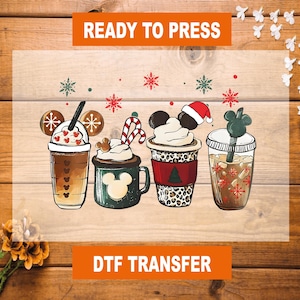 Mickey Coffee Christmas DTF Transfer, Coffee Christmas Ready To Press,  Coffee Christmas Heat Transfer, Disney High Quality, DTF Gang Sheet