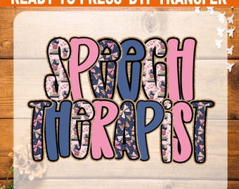 Preppy Speech Therapy DTF Transfer: Pink Blue Back To School Heat Press Design