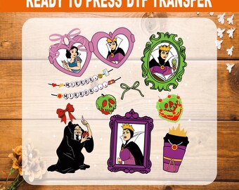 Evil Queen Mirror Mirror DTF Transfer, Snow White Disney Villains Iron On, Ready to Press