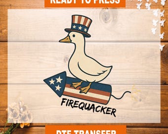 Firequacker Goose 4th of July DTF Transfer: Patriotic Heat Press Design