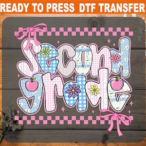 Preppy Second Grade Coquette  DTF Transfer, Back To School Ready To Press, Preppy Second Grade Heat Transfer, High Quality, 2nd Grade DTF