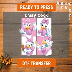 Daisy Duck y Donald Duck, transferencia térmica DTF de Disney, lista para imprimir
