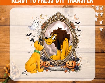 Pluto Magic Mirror DTF Transfer, Disney Halloween Spooky Heat Transfer Ready to Press