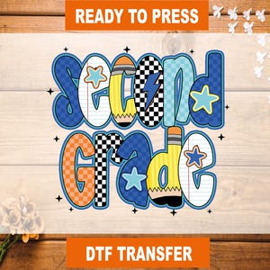 Second Grade Boys DTF Transfer, Back To School Ready To Press, Second Grade Boys Heat Transfer, 2nd Grade High Quality, Second Grade DTF