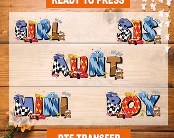 Disney Cars Family DTF Transfer, Ready To Press