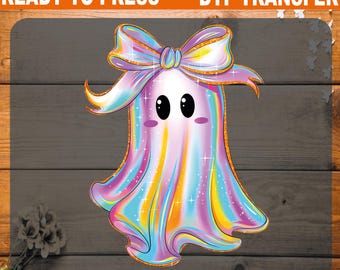 Iridescent Ghost Halloween DTF Transfer: Ready To Press Heat Transfer