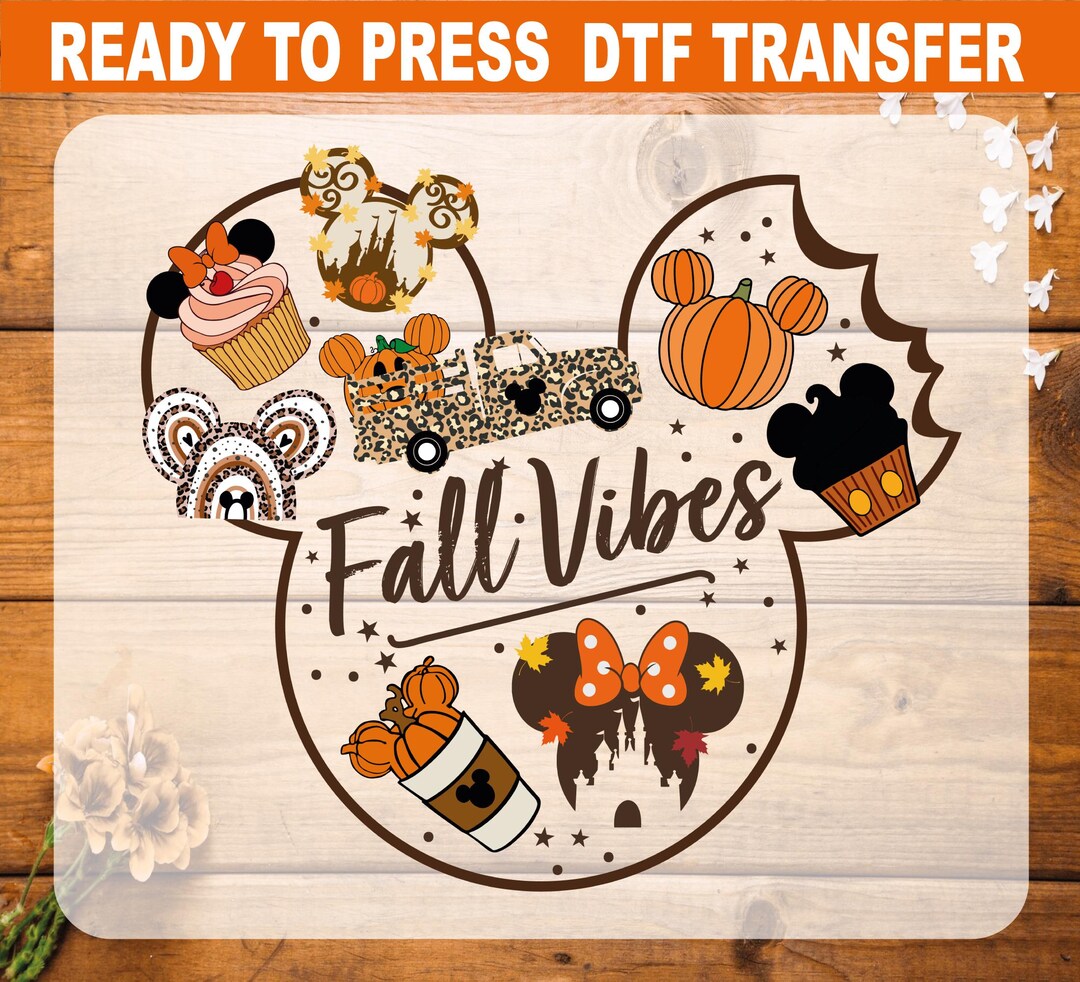 Mickey Minnie Fall Vibes Ready to Press, Fall Vibes DTF Transfer ...