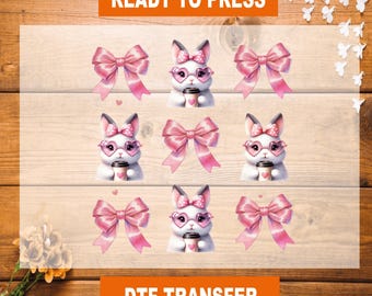 Coquette Bunny Easter DTF Transfer, Coquette Bunny Easter Ready To Press, Easter Coquette Bunny Heat Transfer, Easter Bunny High Quality