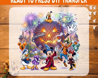 Disney Epcot Halloween DTF Transfer Ready to Press, Sorcerer Mickey Spaceship Earth Heat Transfer, Spooky Disney Vacation Shirt Decal