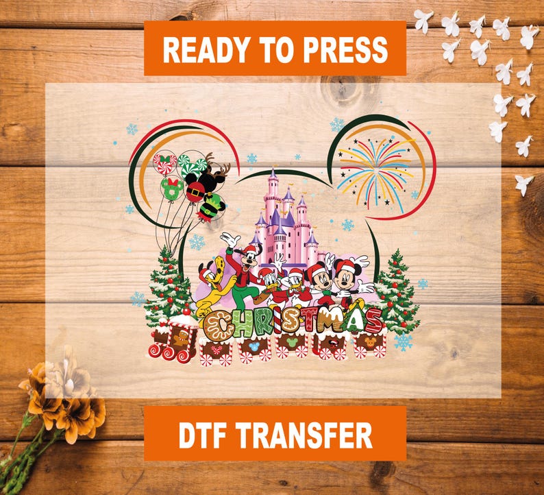 Disneyland Merry Christmas DTF Transfer, Disneyland Christmas Ready to