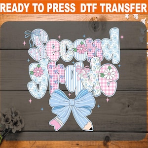 Preppy Coquette Second Grade  DTF Transfer, Back To School Ready To Press, Preppy Second Grade Heat Transfer, High Quality, 2nd Grade DTF