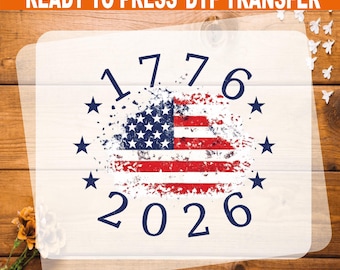 1776-2026 American Flag DTF Transfer – Patriotic Heat Ready To Press