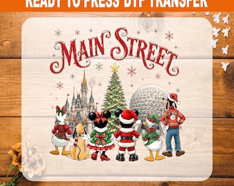 Disney Main Street Christmas DTF Transfer, Mickey Castle Iron On, Ready to Press