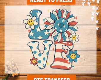 Love America DTF Transfer: Patriotic 4th of July Heat Transfer