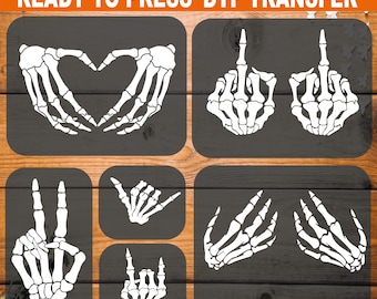 Skeleton Hands DTF Transfer: Halloween Skull Heat Transfer