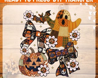 Patchwork Ghost DTF Transfer - Halloween Ready To Press