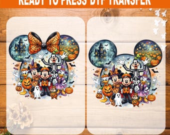 Mickey Friends Halloween Coquette Bow DTF Transfer, Ready to Press, Disney Halloween Heat Transfer