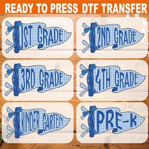 Pennant Back to School Ready To Press, Secon Grade, Third Grade, Fourth Grade, First Grade, Fifth Grade DTF Transfer, Pre-K, Kindergarten