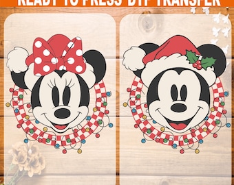 Minnie and Mickey Merry Christmas DTF Transfer, Ready to Press