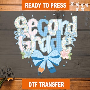 Coquette Second Grade DTF Transfer, Back To School Ready To Press, Second Grade Bows Heat Transfer, Second Grade High Quality, 2nd Grade DTF