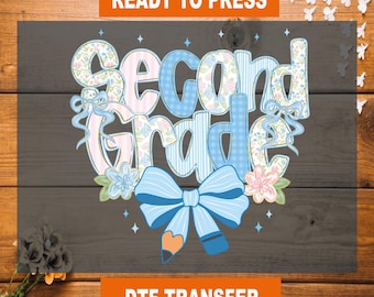 Coquette Second Grade DTF Transfer, Back To School Ready To Press, Second Grade Bows Heat Transfer, Second Grade High Quality, 2nd Grade DTF