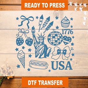 Retro 4th of July DTF Transfer: USA Patriotic Heat Transfer