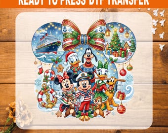 Disney Cruise Christmas DTF Transfer Ready to Press, Mickey and Friends Very Merrytime Heat Transfer, Disney Family Vacation Shirt Decal