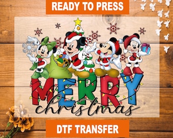 Disney Merry Christmas DTF Transfer, Ready To Press, Xmas