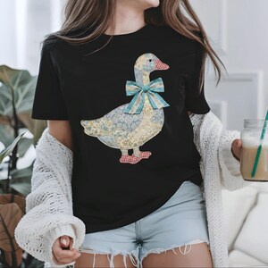Patchwork Easter Goose DTF Transfer, Whimsical Coquette Brushstroke Design (Ready To Press) image 3