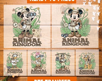 Disney Friends Animal Kingdom DTF Transfer, Disney Safari Ready To Press, Disney Animal Kingdom Heat Transfer