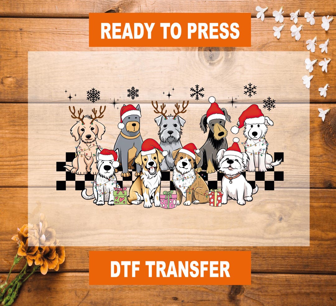 Christmas Dogs DTF Transfer, Ready to Press, Holiday Heat Transfer - Etsy