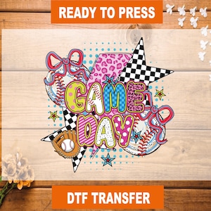 Baseball Game Day DTF Transfer, Baseball Game Day Ready To Press, Baseball Game Day Heat Transfer, Game Day High Quality, DTF Gang Sheet