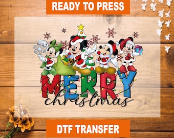 Mickey & Friends Christmas DTF Transfer: Ready To Press Heat Transfer