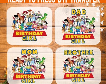 Custom Toy Story Family Birthday Girl DTF Transfer: Ready To Press Heat Transfer