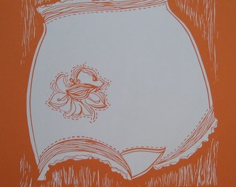 Clementine, silkscreened Granny Panties