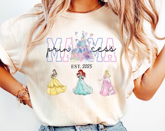Custom Disney Princess Mama Shirt, Disney Princesses T-shirt, Gift From Daughter, Disney Family Trip, Mom and Daughters Disneyland Trip Tee