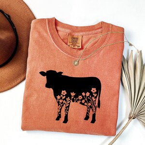 Comfort Colors® Floral Cow Shirt, Cow T Shirt, Cow Lover Shirt, Cow Farm Shirt, Country T Shirt, Dairy Farm, Farming Shirt, Farm Girl Shirt