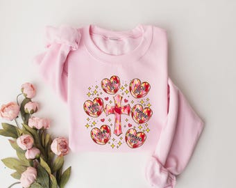 Sudadera cristiana de San Valentín, regalo de San Valentín, camisetas cristianas, suéter con versículo bíblico, camisetas para parejas, atuendo religioso para San Valentín