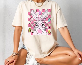 Comfort Colors® Coquette Bow Bunny Ears Shirt, Cute Bunny Sweatshirt, Rabbit Tee, Happy Easter Day Gift, Coquette Easter, Cute Easter Shirt