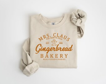 Christmas GINGERBREAD BAKERY crewneck sweatshirts, holiday sweater, christmas sweater, embroidered sweatshirt, gingerbread, Santa Gift