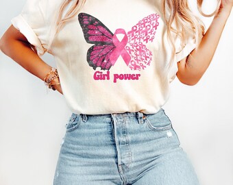 Girl Power Shirt,Cancer Support Shirt, Breast Cancer Awareness Tee,Girl Power Kids Tee, Cute Feminist Shirt ,Cancer Fight Shirt